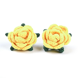 Cotton Knitting Artificial Flower, Ornament Accessories, Yellow, 56x61.5x39mm(DIY-P082-01H)