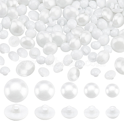 Elite 300Pcs 5 Style 1-Hole Resin Shank Buttons, Mushroom Shape Button, White, 9~11x10~17.5mm, Hole: 2~3mm(BUTT-PH0001-17)