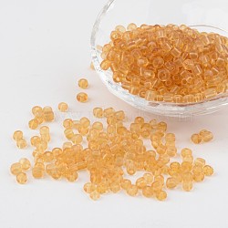 6/0 Glass Seed Beads, Transparent, Round, Goldenrod, 4mm, hole: 1.5mm, about 496pcs/50g(X-SEED-A004-4mm-2B)