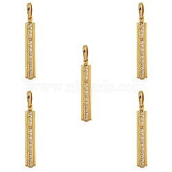 5Pcs Brass Micro Pave Clear Cubic Zirconia Pendants, Long-Lasting Plated, Rectangle, Real 18K Gold Plated, 30.5x4.5x2mm, Hole: 3x5mm(ZIRC-SZ0002-20)