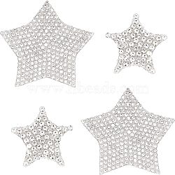 Star Shape Glass Rhinestone Car Stickers, for Decorate Cars Bumper Window Laptops Luggage, Crystal, 47x50x1.5mm, 24x25x1.5mm, 2sets/box(RB-FH0001-001)