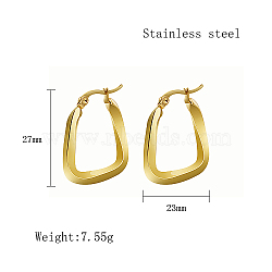 Stainless Steel Hoop Earrings for Women, Real 18K Gold Plated, Twist, 27x23mm(QX9021-4)