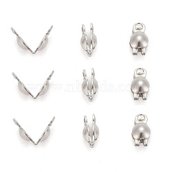 Stainless Steel Bead Tips, Calotte Ends, Clamshell Knot Cover, Stainless Steel Color, 6x3mm, Hole: 1mm(X-STAS-R061-05)