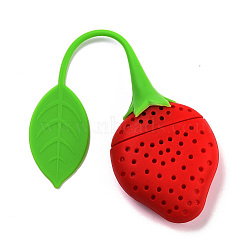 Silicone Tea Infuser, Strawberry Creative Fruit Tea Strainer, for Tea Lovers, Red, 190x49x20mm, Inner Diameter: 17x39mm(AJEW-F056-02B)