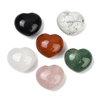 Heart Natural Mixed Stone Palm Stone, Anxiety Healing Pocket Thumb Stone, 45.5x39.5~40.5x24.5~26.5mm