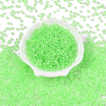 6/0 Inside Colours Transparent Glass Seed Beads, Teardrop, Top Drilled, Pale Green, 4~4.5x4x3mm, Hole: 1~1.2mm, about 4500pcs/pound