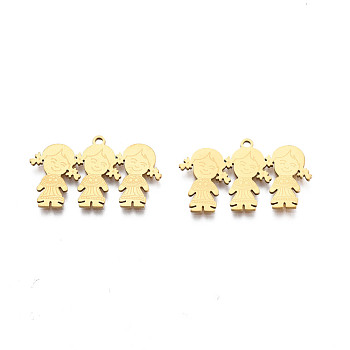 201 Stainless Steel Pendants, Girl, Real 18K Gold Plated, 16x27x1mm, Hole: 1.4mm
