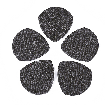 Eco-Friendly Cowhide Pendants, teardrop, Black, 34x31.5x2mm, Hole: 1.5mm
