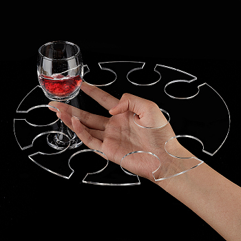 9-Hole Transparent Acrylic Wine Bottle Rack, Countertop Wine Bottle Holder for Wine Lovers, Flat Round, Clear, 27x0.3cm, Inner Diameter: 4.45cm