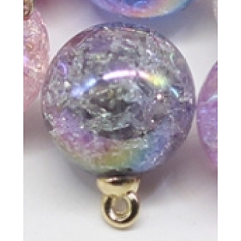 Resin Floral Magic Pendants, Round, Gray, 20x15.5mm, Hole: 1mm