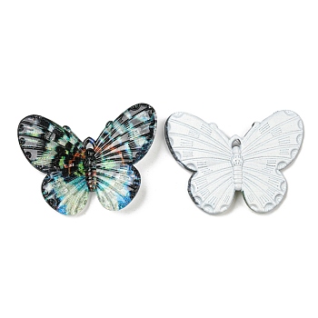 Opaque Acrylic Pendants, Butterfly, Colorful, 30x4.5x41mm, Hole: 1.5mm