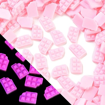 Luminous Resin Imitation Chocolate Decoden Cabochons, Glow in the Dark, Pink, Triangle, 8.5x11.5x3mm