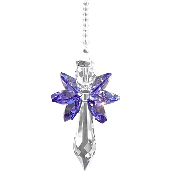 Glass Angel Pendant Decorations, Hanging Suncatchers, for Home Decoration, Dark Orchid, 180~200mm