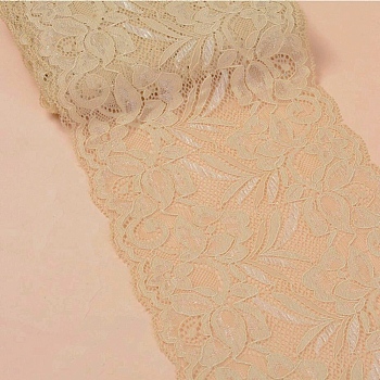 Lace Trim, Polyester Ribbon for Jewelry Making, Tan, 5-7/8 inch(150mm)