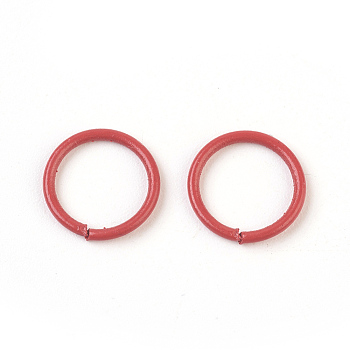 Iron Jump Rings, Open Jump Rings, Red, 18 Gauge, 10x1mm, Inner Diameter: 8mm