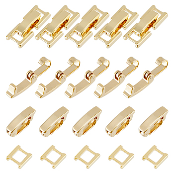 60Pcs 2 Styles Eco-Friendly Brass Watch Band Clasps, Long-Lasting Plated, Lead Free & Cadmium Free, Real 24K Gold Plated, 7~10x2.5~6.5x2~4mm