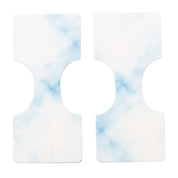 Paper Hair Ties Display Cards, Rectangle with Marble Pattern, Light Sky Blue, 8.8x4x0.04cm, 100pcs/bag