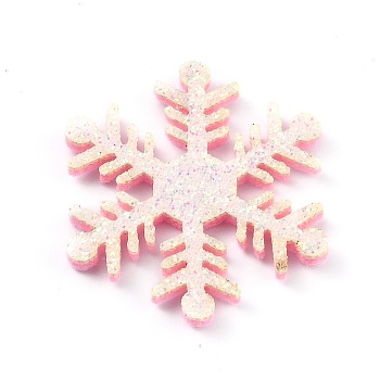 Snowflake Felt Fabric Christmas Theme Decorate, with Glitter Gold Powder, for Kids DIY Hair Clips Make, Lavender Blush, 3.6x3.15x0.25cm