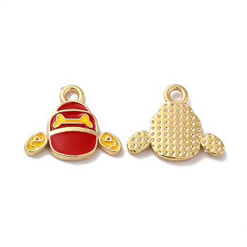 Rack Plating Alloy Enamel Charms, Nickel Free, Golden, Hat Charm, Red, 12.5x15x2mm, Hole: 1.6mm