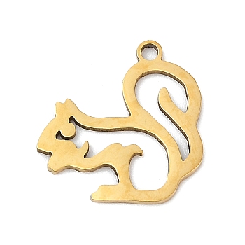 201 Stainless Steel Pendants, Squirrel Charms, Real 18K Gold Plated, 16.5x16x1mm, Hole: 1.4mm