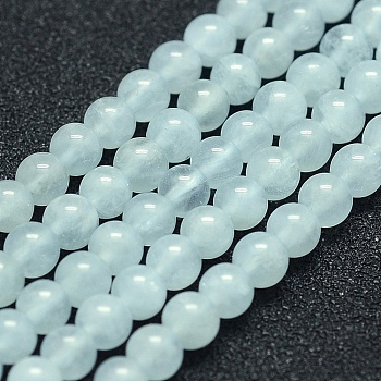 Natural Aquamarine Beads Strands, Grade A, Round, 4mm, Hole: 1mm, about 94pcs/strand, 15.5 inch(39.5cm)
