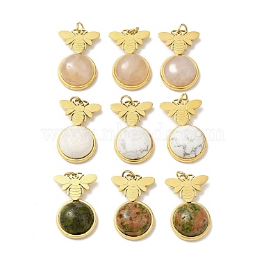 Golden Half Round Mixed Stone Pendants