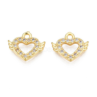 Real 18K Gold Plated Clear Heart Brass+Cubic Zirconia Charms