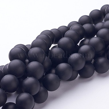 12mm Black Round Black Agate Beads