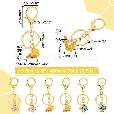 4 Sets Alloy Enamel Pendants Keychains(KEYC-NB0001-36)-2