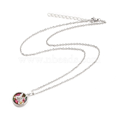 Ожерелье с подвеской в виде колибри и цветочного пончика для женщин(NJEW-I113-12P)-2