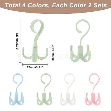 ahademaker 8 наборы 4 цветов пластиковые многофункциональные вешалки для сумок 4 с зажимами(AJEW-GA0005-60)-2