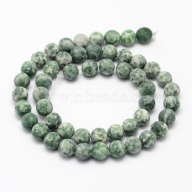 Brins de perles rondes en jaspe tache verte naturelle(G-D678-8mm)-2