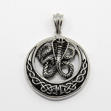 Antique Silver Flat Round Stainless Steel Big Pendants