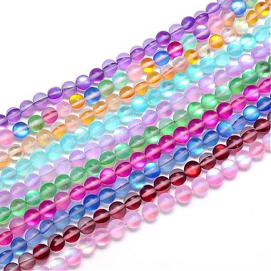 8mm Mixed Color Round Moonstone Beads