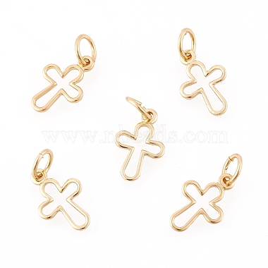 Brass Tiny Cross Charms(X-KK-G258-02-NR)-2