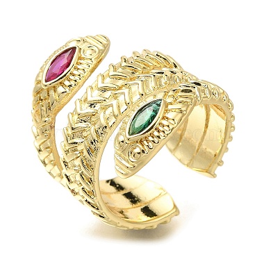 Colorful Snake Brass+Cubic Zirconia Finger Rings