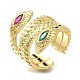 Rack Plating Brass Micro Pave Cubic Zirconia Open Cuff Rings for Women(RJEW-M022-01G-01)-1