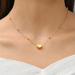Stylish Stainless Steel Heart Pendant Necklaces for Girls, Golden, 16.54 inch(42cm)(KE1353)