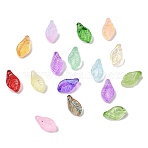 Glass Beads, Leaf, Mixed Color, 12x6.5x5mm, Hole: 0.8mm(X-GLAA-D303-08)