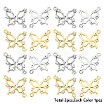 2Pcs 2 Colors Brass Pave Clear Cubic Zirconia Connector Charms, Butterfly Links, Cadmium Free & Nickel Free & Lead Free, Platinum & Golden, 15x16.5x2.5mm, Hole: 1.2mm, 1pc/color(KK-YW0004-27)