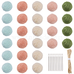80Pcs Wool Felt Balls, Pom Pom Balls, for DIY Decoration Accessories, with 1 Bundle Paper Cords String, 10Pcs Iron Yarn Needles, Mixed Color, 20mm(DIY-SC0034-05A)