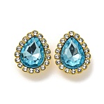 Acrylic Rhinetsone Cabochons, with ABS Plastic, Teardrop, Cyan, 19x15x6mm(FIND-C054-02G-05)