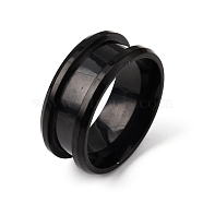 201 Stainless Steel Grooved Finger Ring Settings, Ring Core Blank, for Inlay Ring Jewelry Making, Electrophoresis Black, Inner Diameter: 16mm, Groove: 4.3mm(RJEW-WH0009-03A-EB)