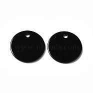 Spray Painted 201 Stainless Steel Charms, Flat Round Charm, Black, 15x1mm, Hole: 1.4mm(STAS-I672-19B)