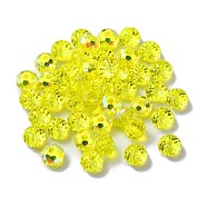 AB Color Plated Glass Beads, Faceted Rondelle, Yellow, 6x4mm, Hole: 1.4mm(EGLA-P059-03A-AB09)
