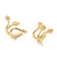 Rack Plating Brass Leaf Asymmetrical Earrings, Cuff Earrings, Lead Free & Cadmium Free, Real 18K Gold Plated, 20.5x11x11mm(EJEW-D061-41G)