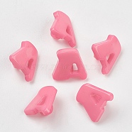 Acrylic Shank Buttons, 1-Hole, Dyed, Letter A, Pink, 14x13x2mm, Hole: 3mm(X-BUTT-E028-05)