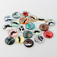 Moustache Printed Glass Cabochons, Half Round/Dome, Mixed Color, 25x7mm(GGLA-A002-25mm-VV)