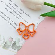 Bowknot Baking Painted Alloy Swivel Keychain Clasps, Keychain Clasp Findings, Orange, 39x33mm(PURS-PW0011-04G)