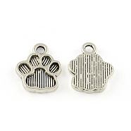 Dog Paw Prints Tibetan Style Alloy Pendant Enamel Settings, Cadmium Free & Lead Free, Antique Silver, 15x12x2mm, Hole: 2mm, about 1160pcs/1000g(TIBEP-R338-30AS-RS)